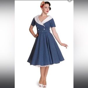 Hell Bunny Blue Claudia 50's Dress XS